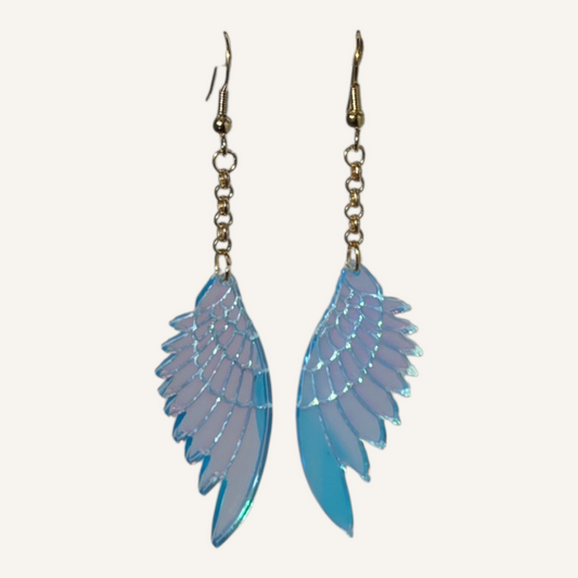 Blue Angel Wings Dangle Earrings – Gold Fish Hook
