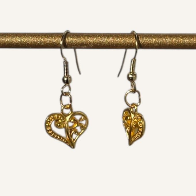 Gold Heart Charm Earrings – Gold Fish Hook