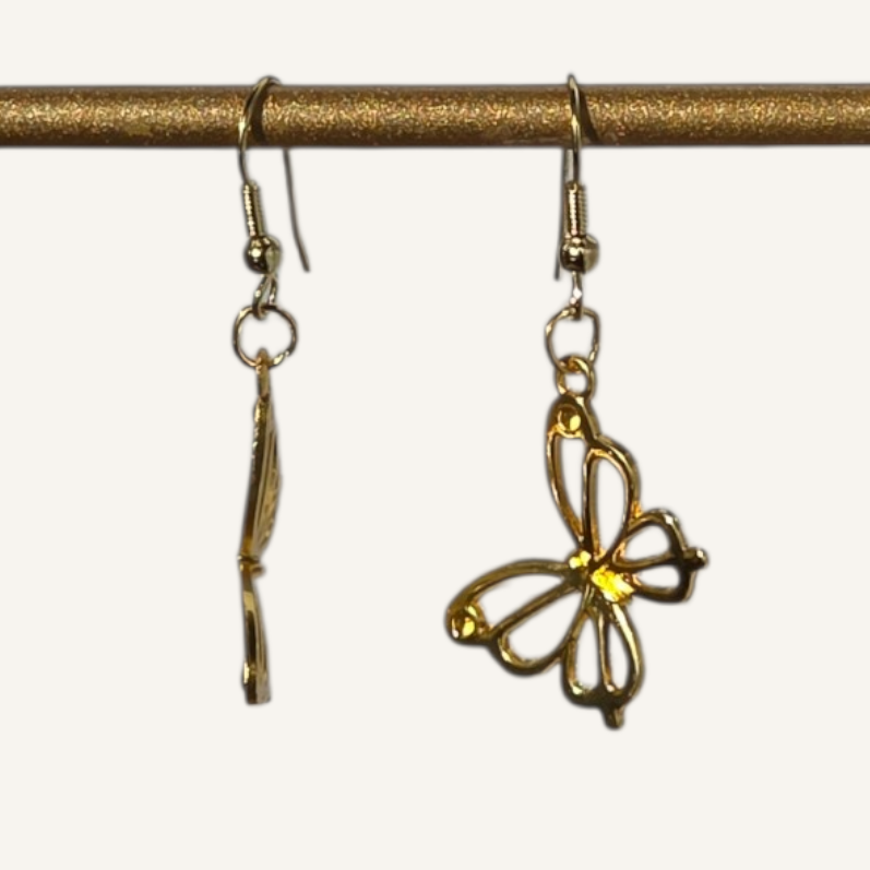 Gold Butterfly Charm Earrings – Gold Fish Hook