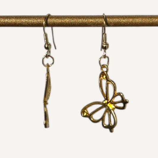 Gold Butterfly Charm Earrings – Gold Fish Hook