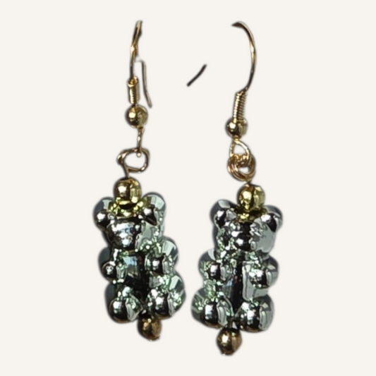 Silver Green Gummy Bear Charm Earrings – Gold Fish Hook
