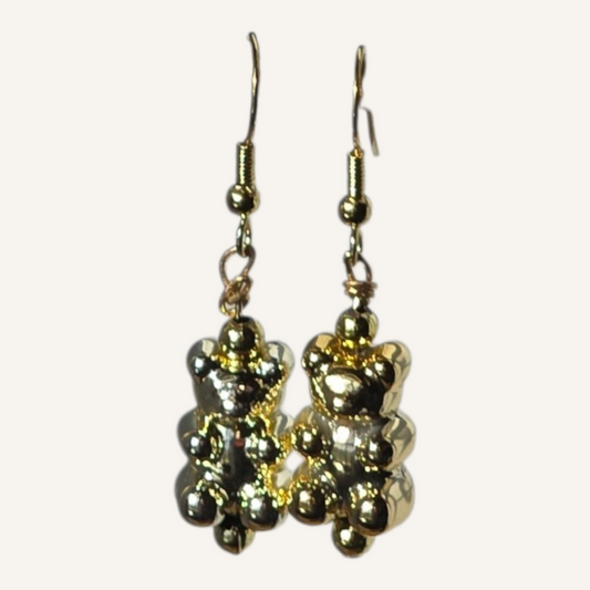 Gold Gummy Bear Charm Earrings – Gold Fish Hook