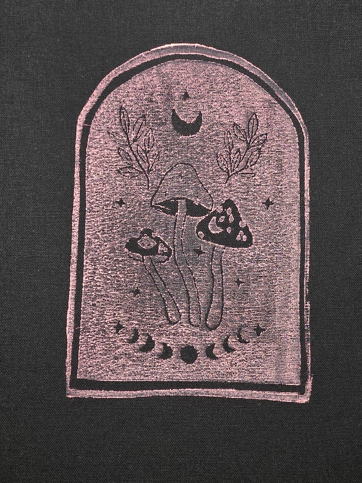 Pink Moonphases Hand-Printed Linocut Small Tote Bag