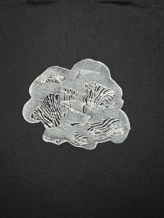 White Oyster Mushroom Hand-Printed Linocut Small Tote Bag