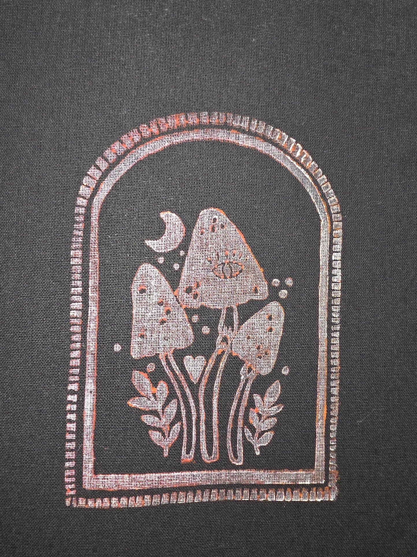Pink Orange Witcheye Hand-Printed Linocut Small Tote Bag