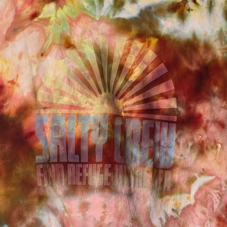 Album cover with 'Salty Crew' text on a tie-dye background