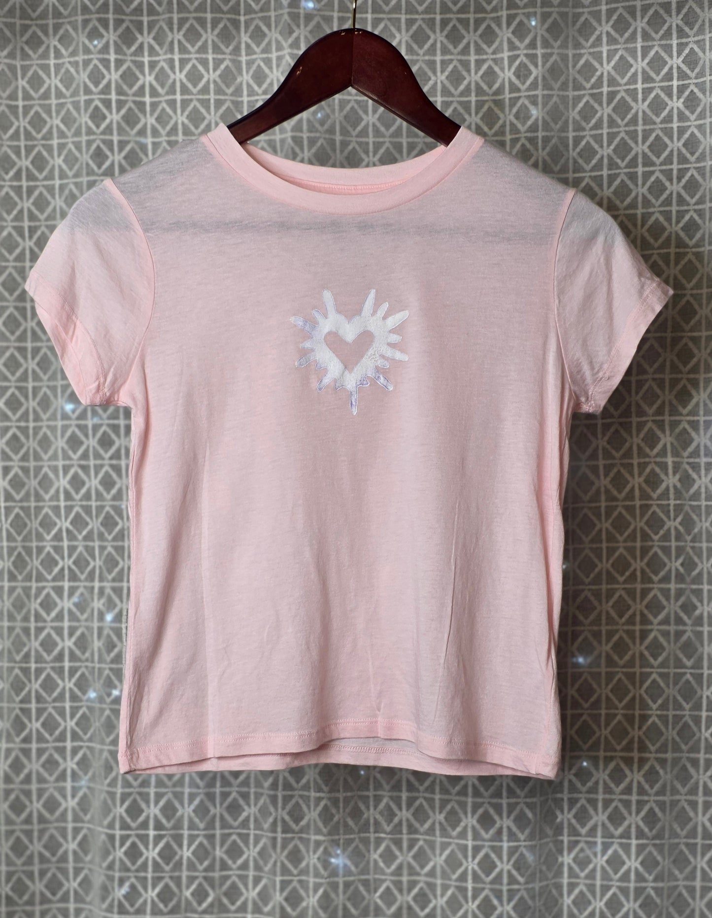 XS Heart Print Pink Tee
