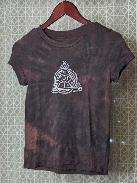 Small Tr"eye"ngle Print Bleach Dyed Tee