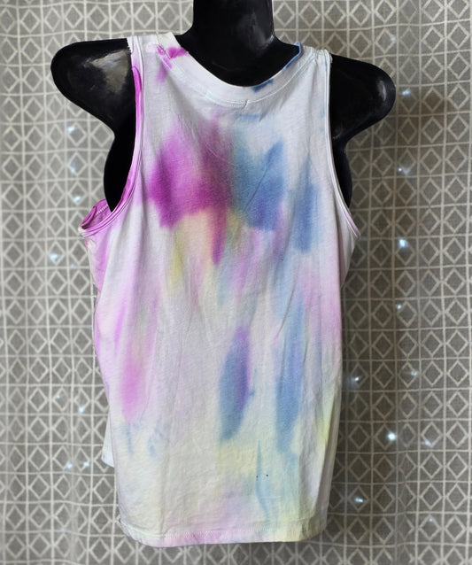 XS Tribal Heart Print Watercolor Tank