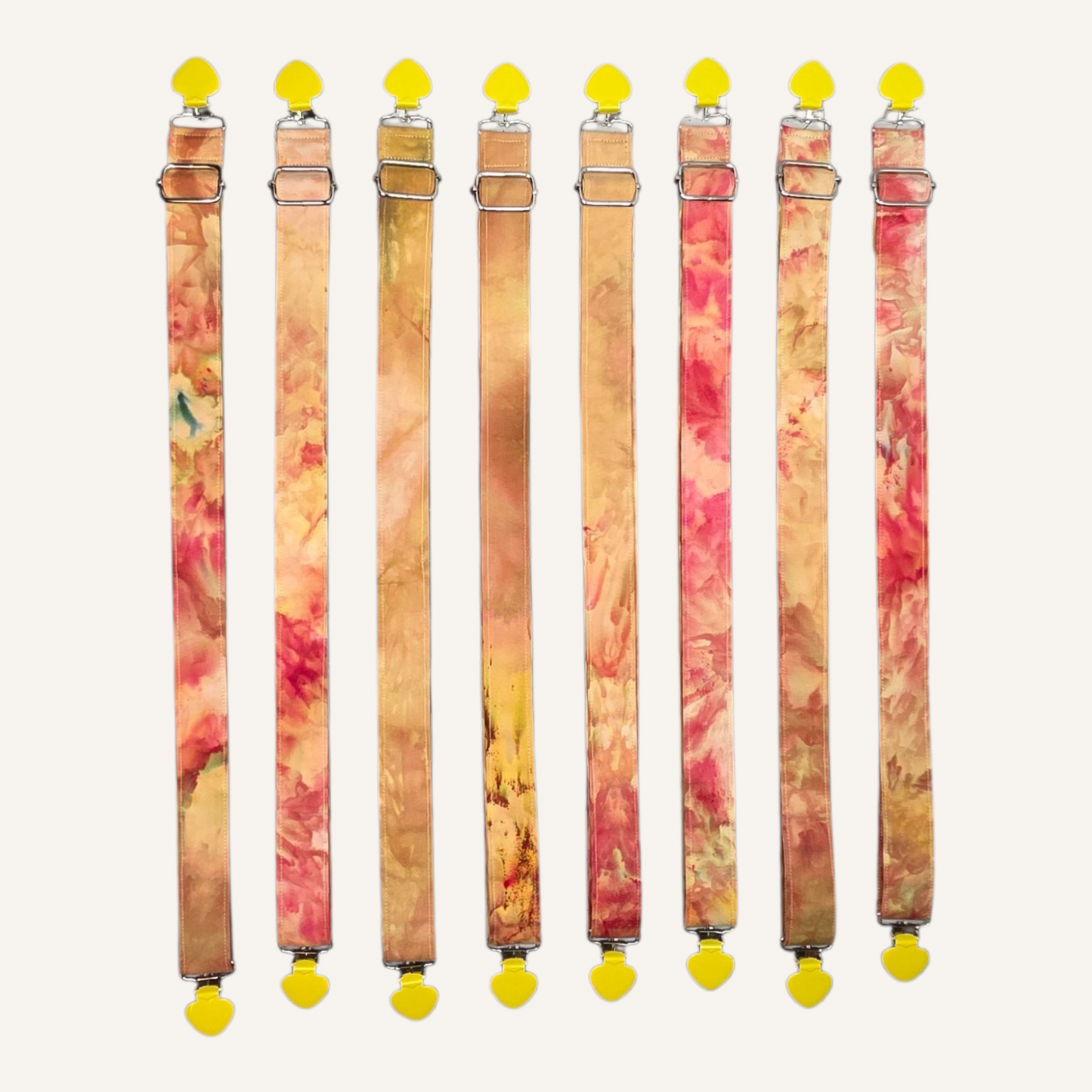 Phoenix Flame V2 Strap with Yellow Heart Clasps – Hand Printed Limited Drop (Sold Individually)