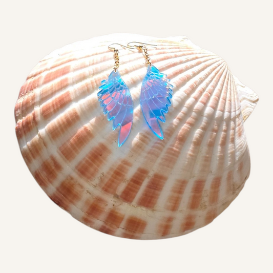 Blue Angel Wings Dangle Earrings – Gold Fish Hook