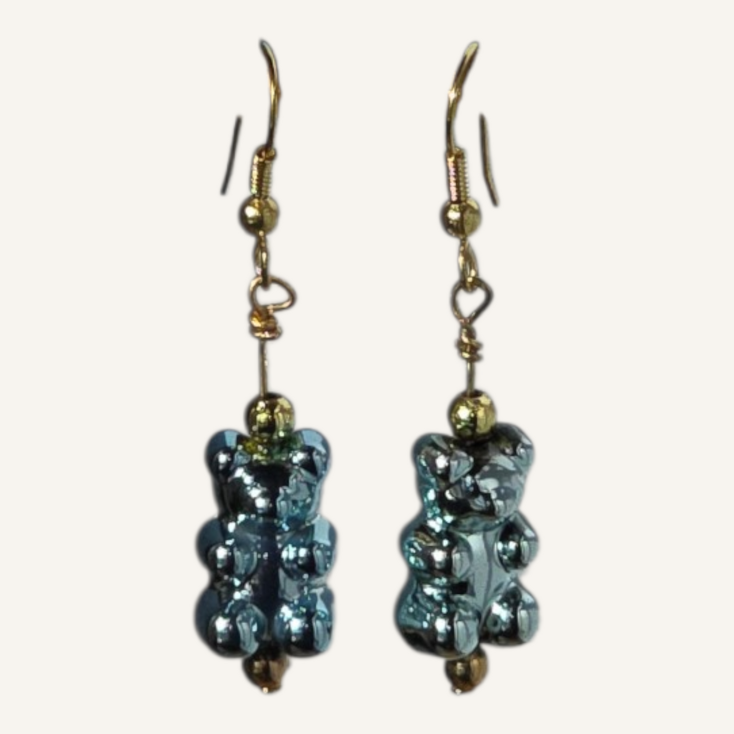 Silver Blue Gummy Bear Charm Earrings – Gold Fish Hook