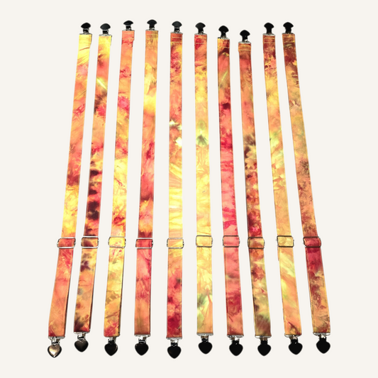 Phoenix Flame Strap with Black Heart Clasps – Hand Printed Limited Drop (Sold Individually)