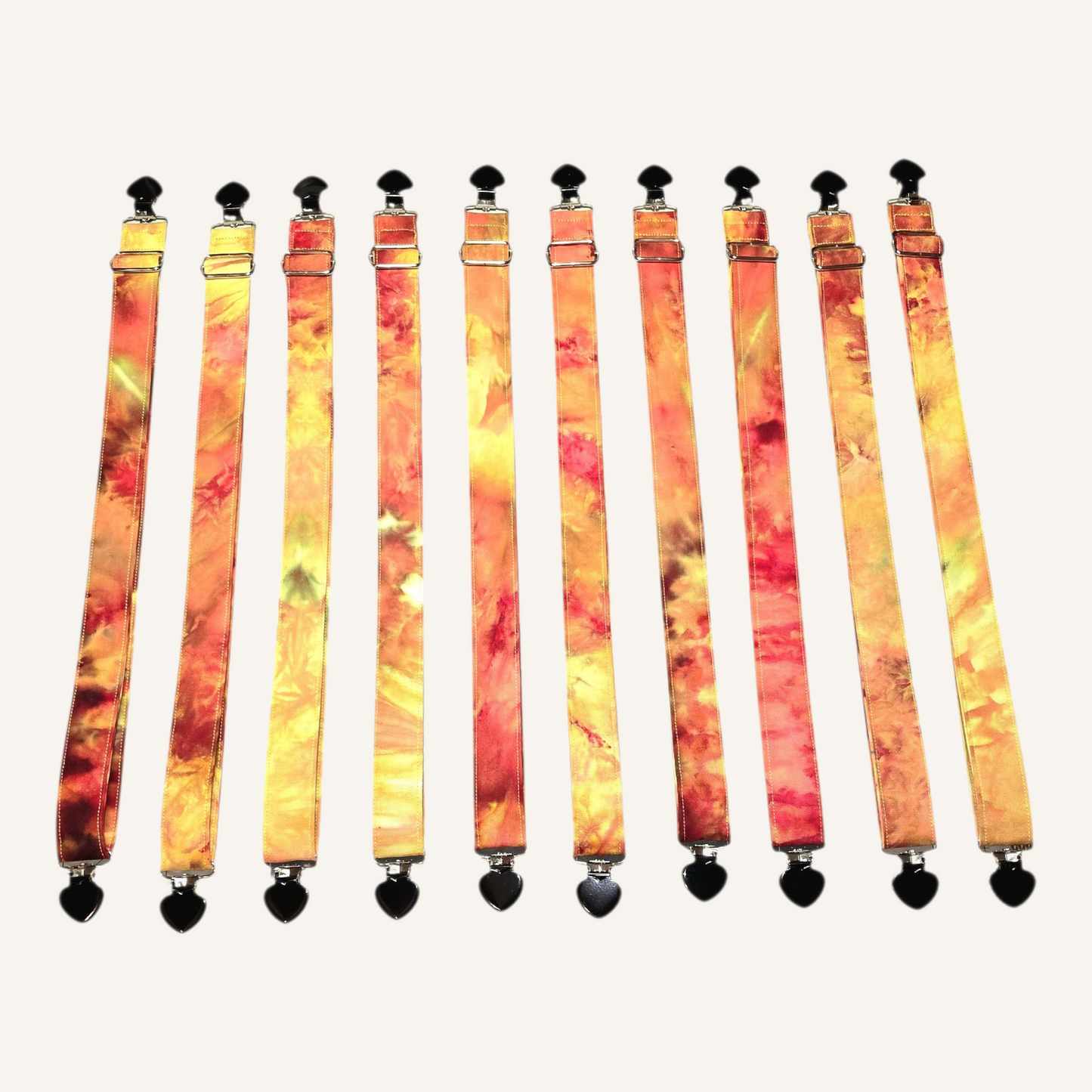 Phoenix Flame Strap with Black Heart Clasps – Hand Printed Limited Drop (Sold Individually)