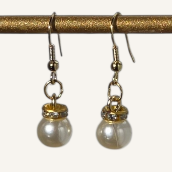 Gold Pearl Charm Earrings – Gold Fish Hook