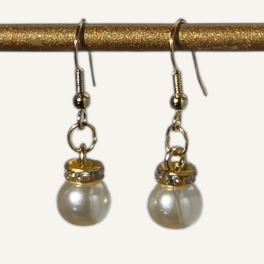 Gold Pearl Charm Earrings – Gold Fish Hook