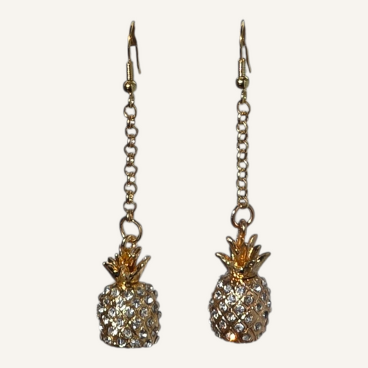 Gold Pineapple Charm Dangle Earrings – Gold Fish Hook