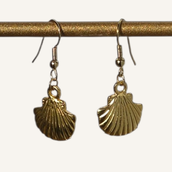 Gold Shell Charm Earrings – Gold Fish Hook