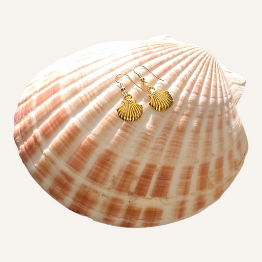 Gold Shell Charm Earrings – Gold Fish Hook