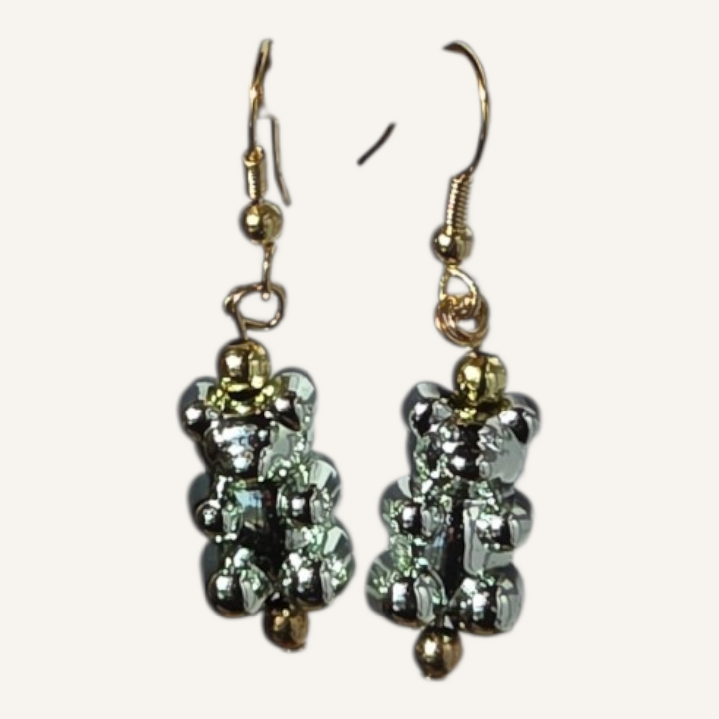Silver Green Gummy Bear Charm Earrings – Gold Fish Hook