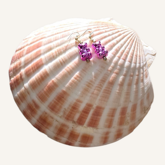 Hot Pink Gummy Bear Charm Earrings – Gold Fish Hook