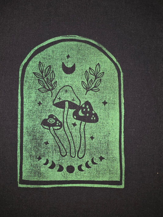 Green Moonphases Hand-Printed Linocut Small Tote Bag