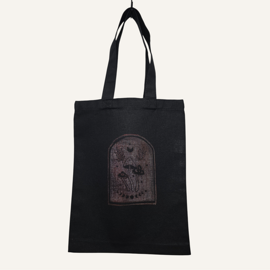 Pink Moonphases Hand-Printed Linocut  Small Tote Bag