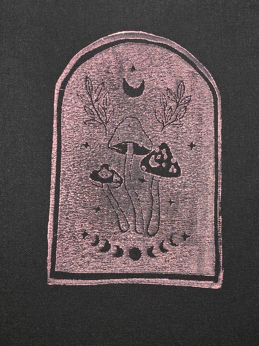 Pink Moonphases Hand-Printed Linocut  Small Tote Bag