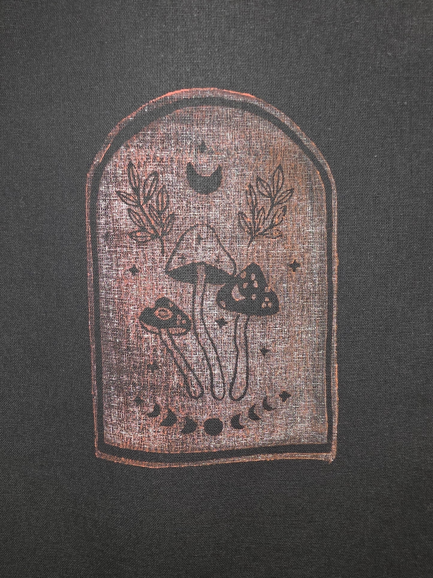 Pink Orange Moonphases Hand-Printed Linocut  Small Tote Bag