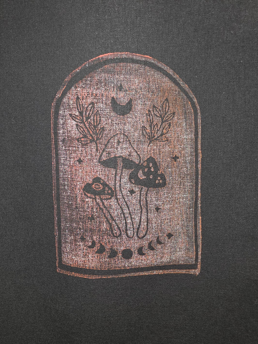 Pink Orange Moonphases Hand-Printed Linocut  Small Tote Bag