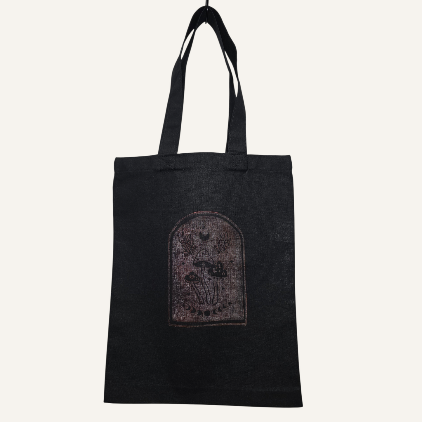 Pink Orange Moonphases Hand-Printed Linocut  Small Tote Bag