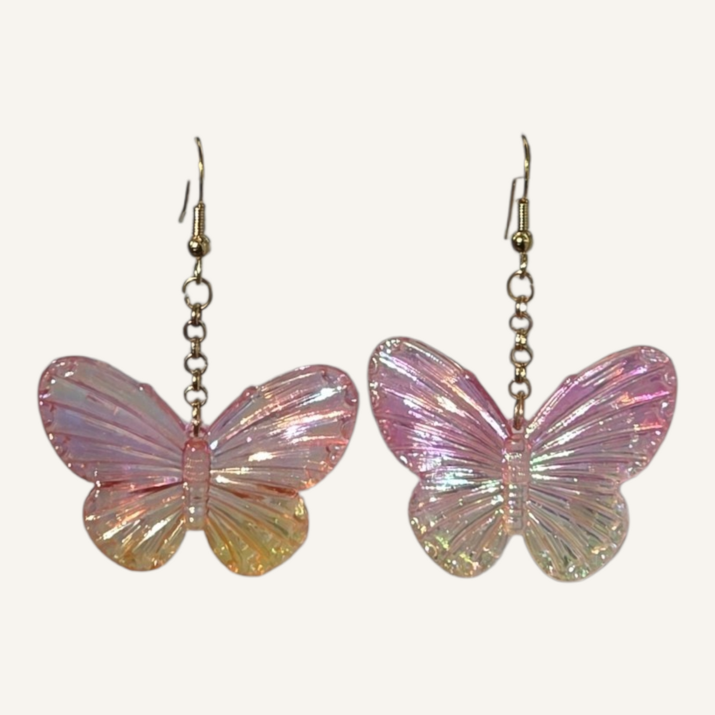 Pink Butterfly Charm Dangle Earrings – Gold Fish Hook
