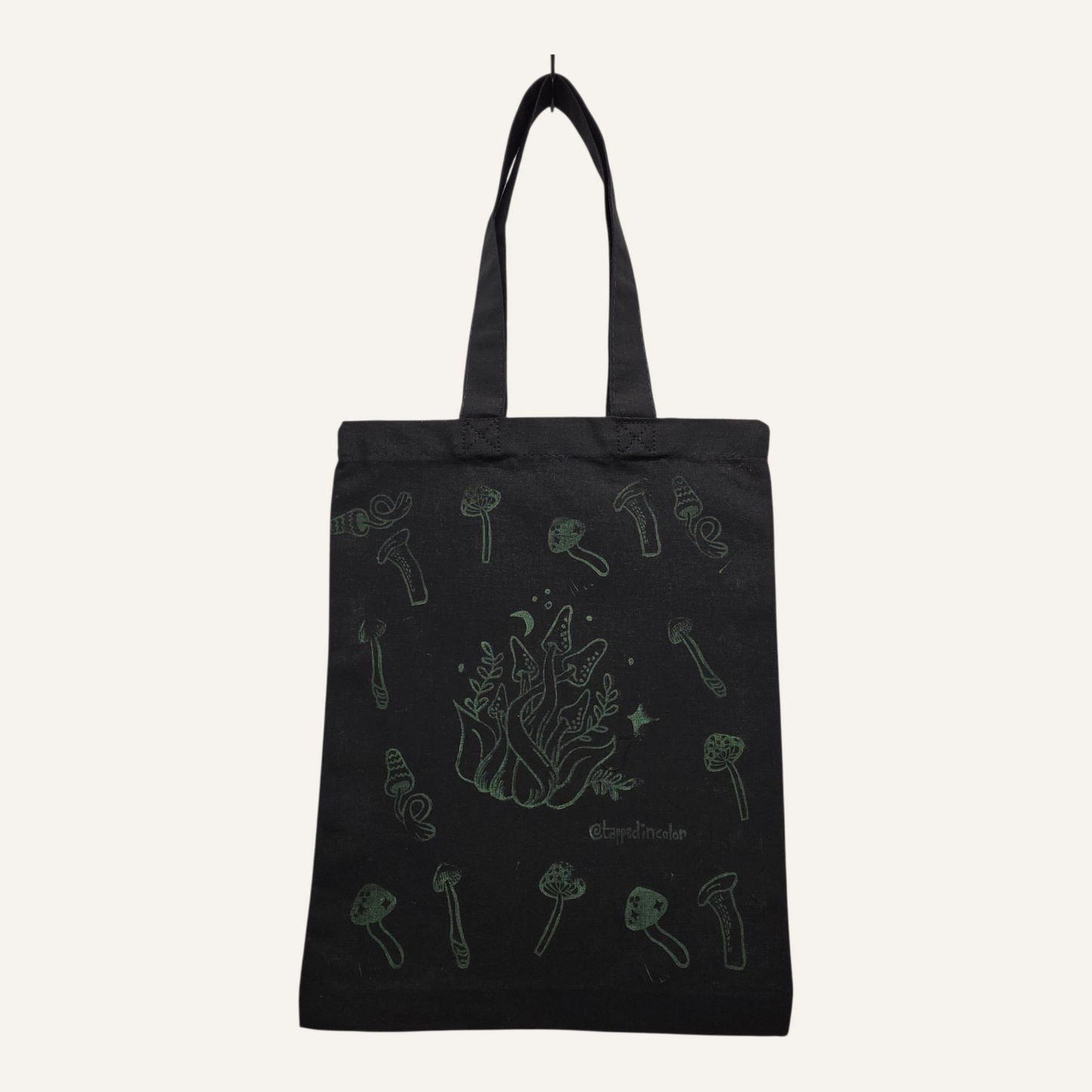 Green Twisty Hand-Printed Linocut  Small Tote Bag