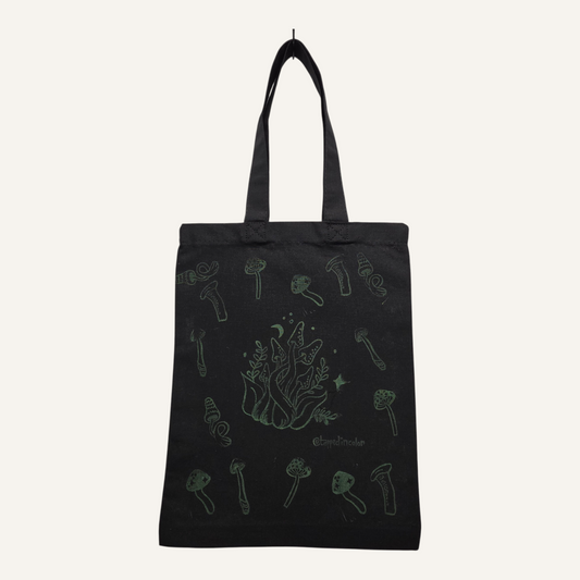 Green Twisty Hand-Printed Linocut  Small Tote Bag
