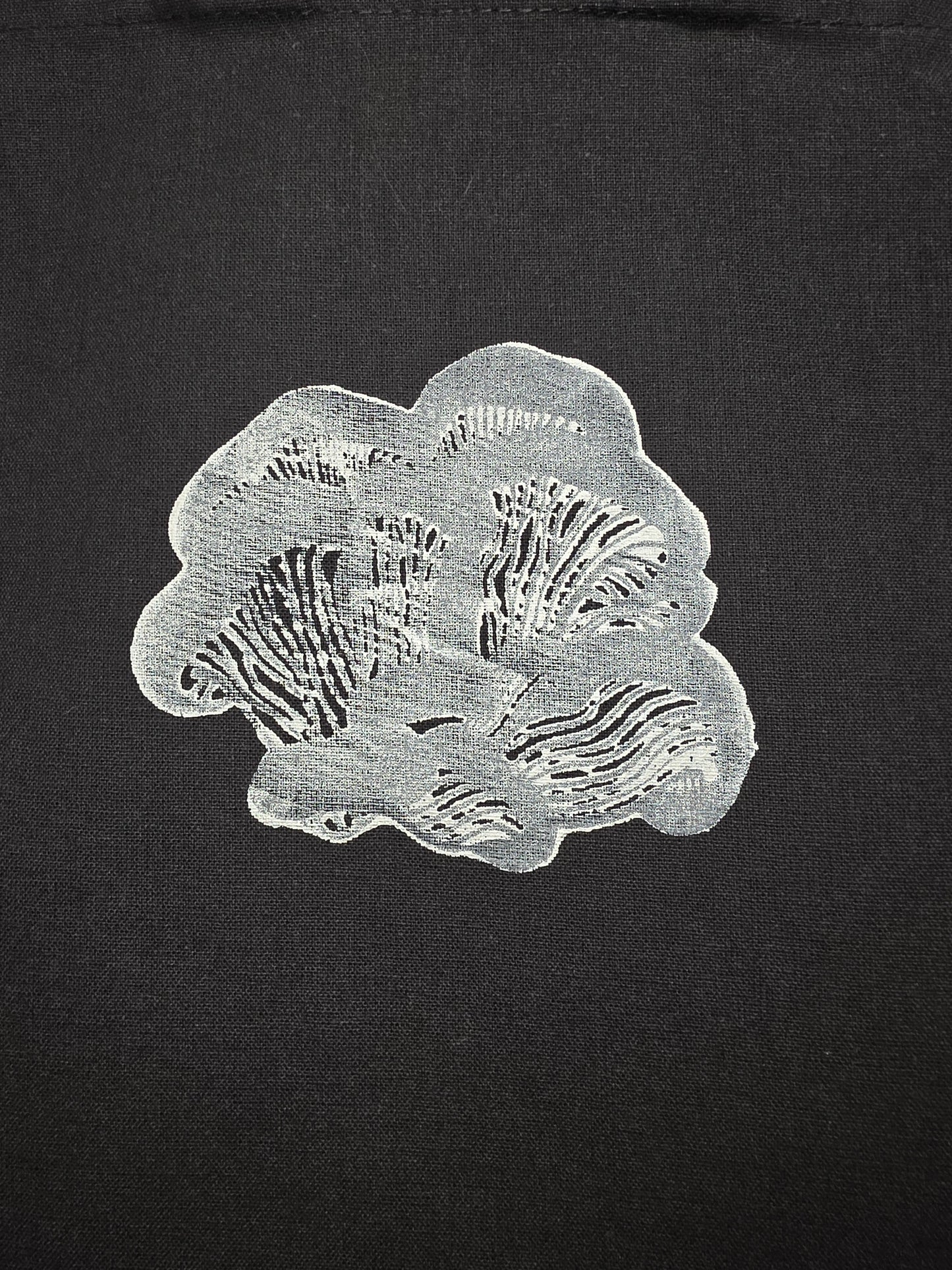 White Oyster Mushroom Hand-Printed Linocut Small Tote Bag