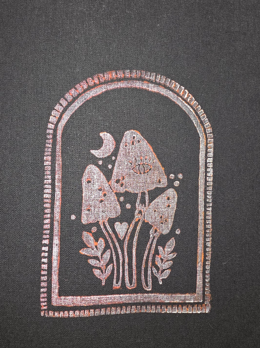 Pink Orange Witcheye Hand-Printed Linocut Small Tote Bag
