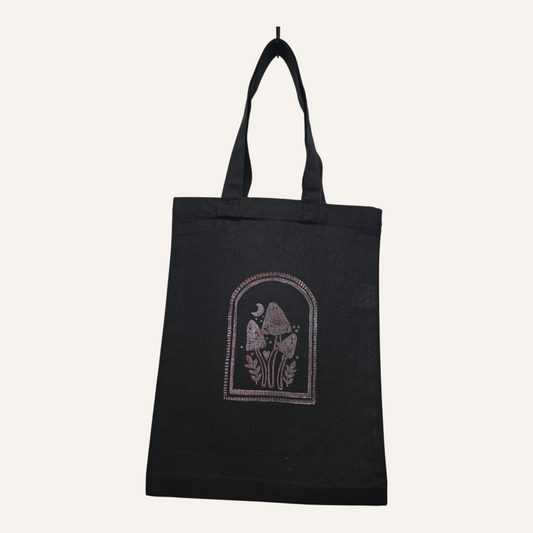 Pink Orange Witcheye Hand-Printed Linocut Small Tote Bag